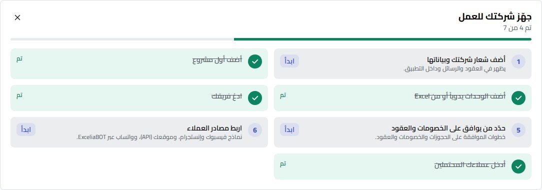 دليل «جهّز شركتك للعمل» في لوحة التحكم