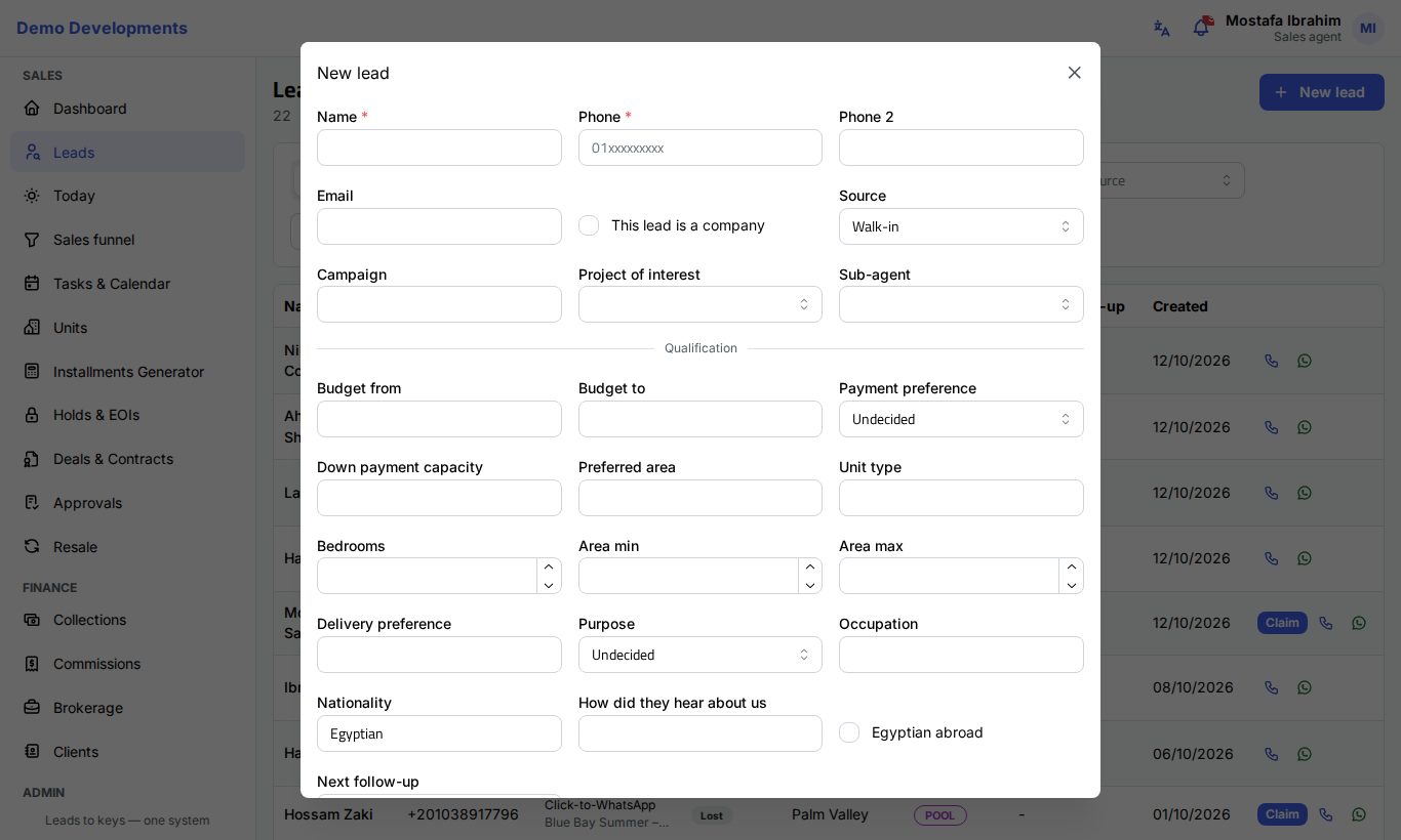 The New lead form