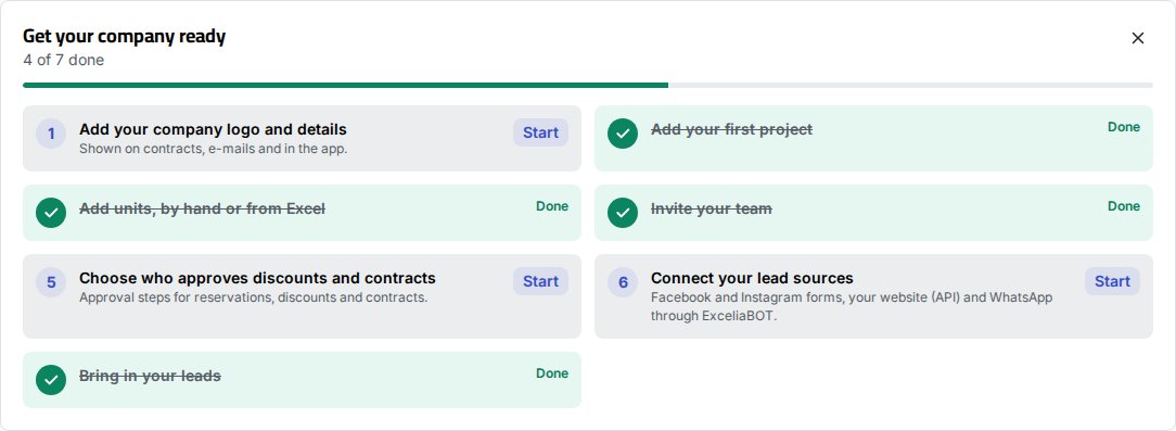 The "Get your company ready" guide on the dashboard